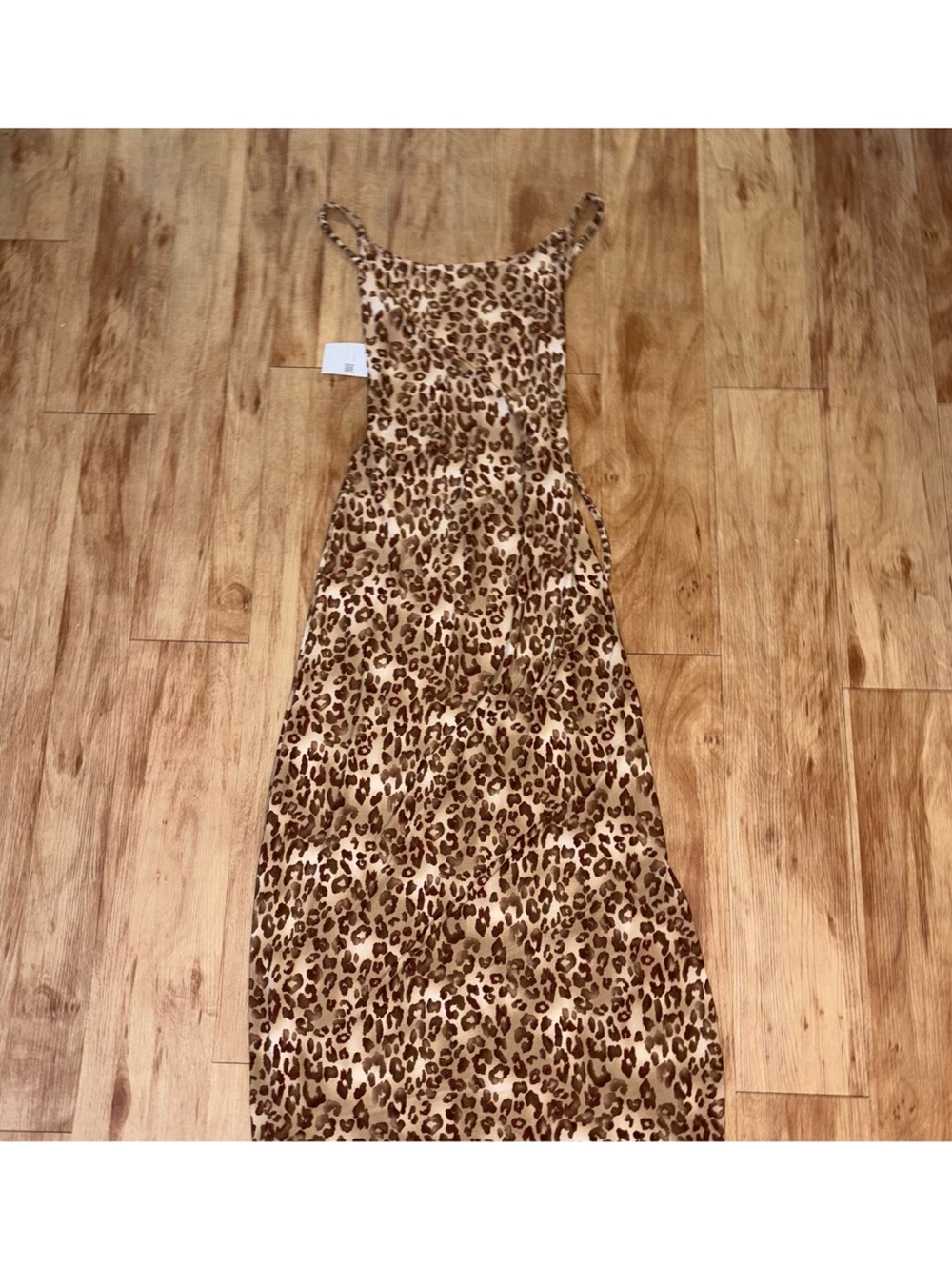 Leopard Print Spaghetti-Strap Maxi Dress - Brown